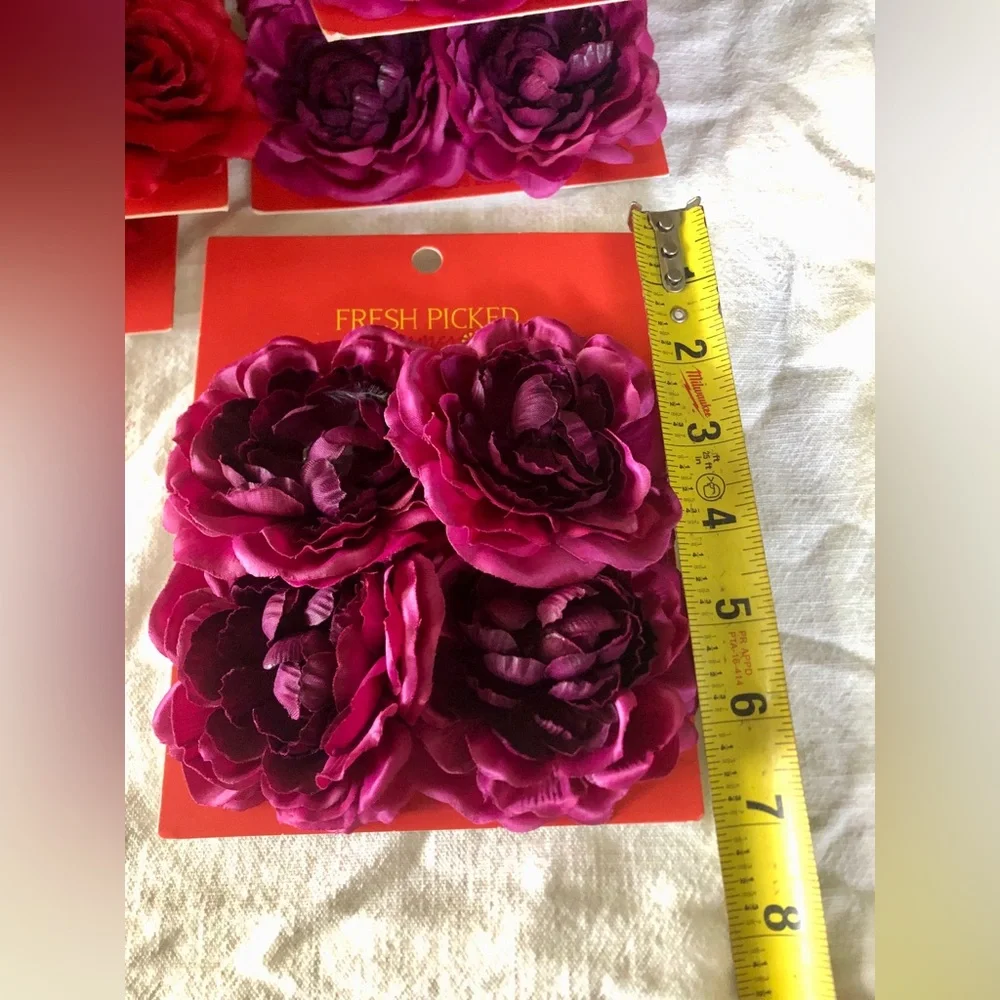Fresh Picked Summer Jo-Anne’s stock, Red Purple Rose Blossoms Craft Weddings NWT